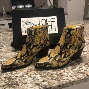 Cowboy Yellow leather snake skin women ankle boots